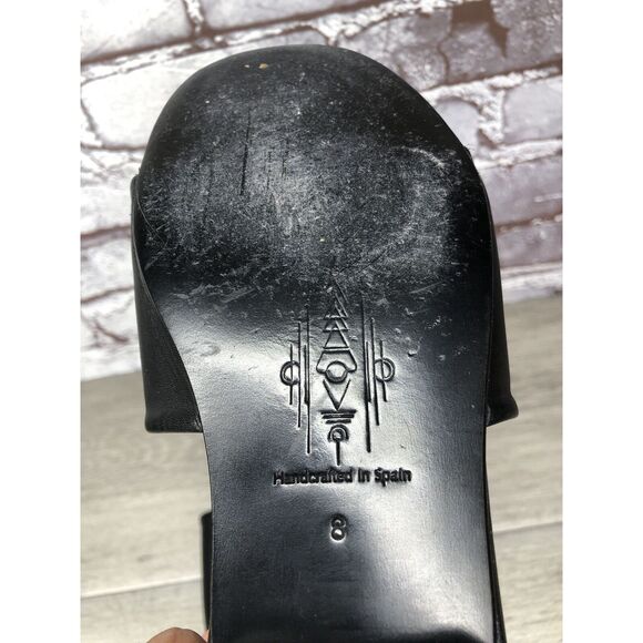 ASTARA Sahara Black Onyx Leather Handmade Slides Heel Sandals Women’s 8M US/39EU - Picture 7 of 16